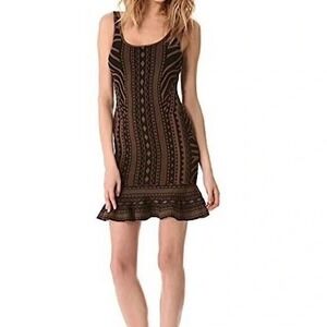 Torn by Ronny Kobo Michaela Tribal Sleeveless Mini Dress Women's Brown Black XS